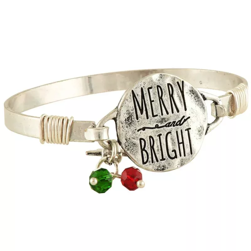 "Merry & Bright" Bangle Bracelet Gold