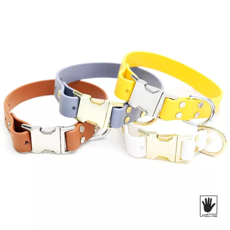 Mimi Green Waterproof Collars, Neutrals White/Brass