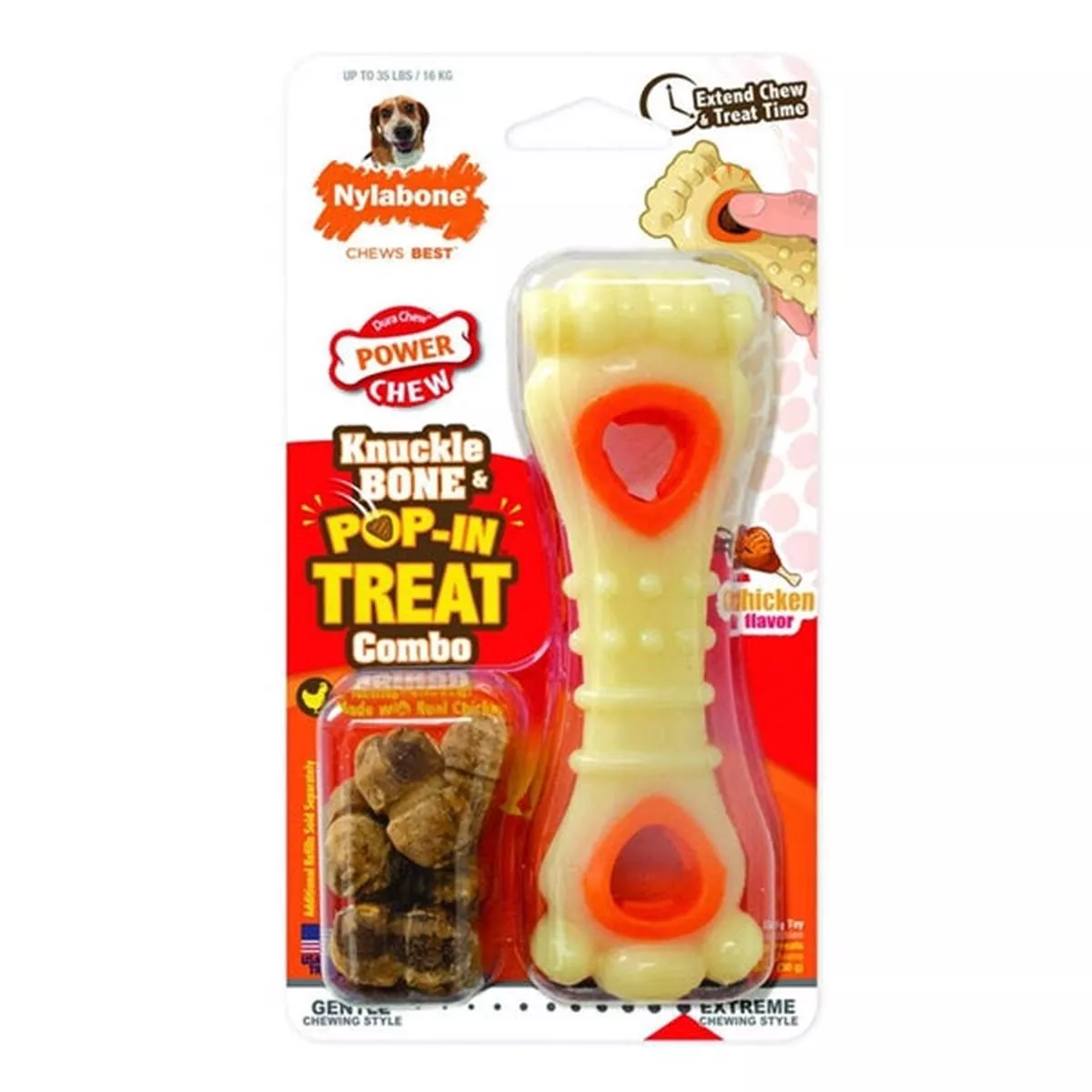 Nylabone Knuckle Bone & Pop-in Treat Combo