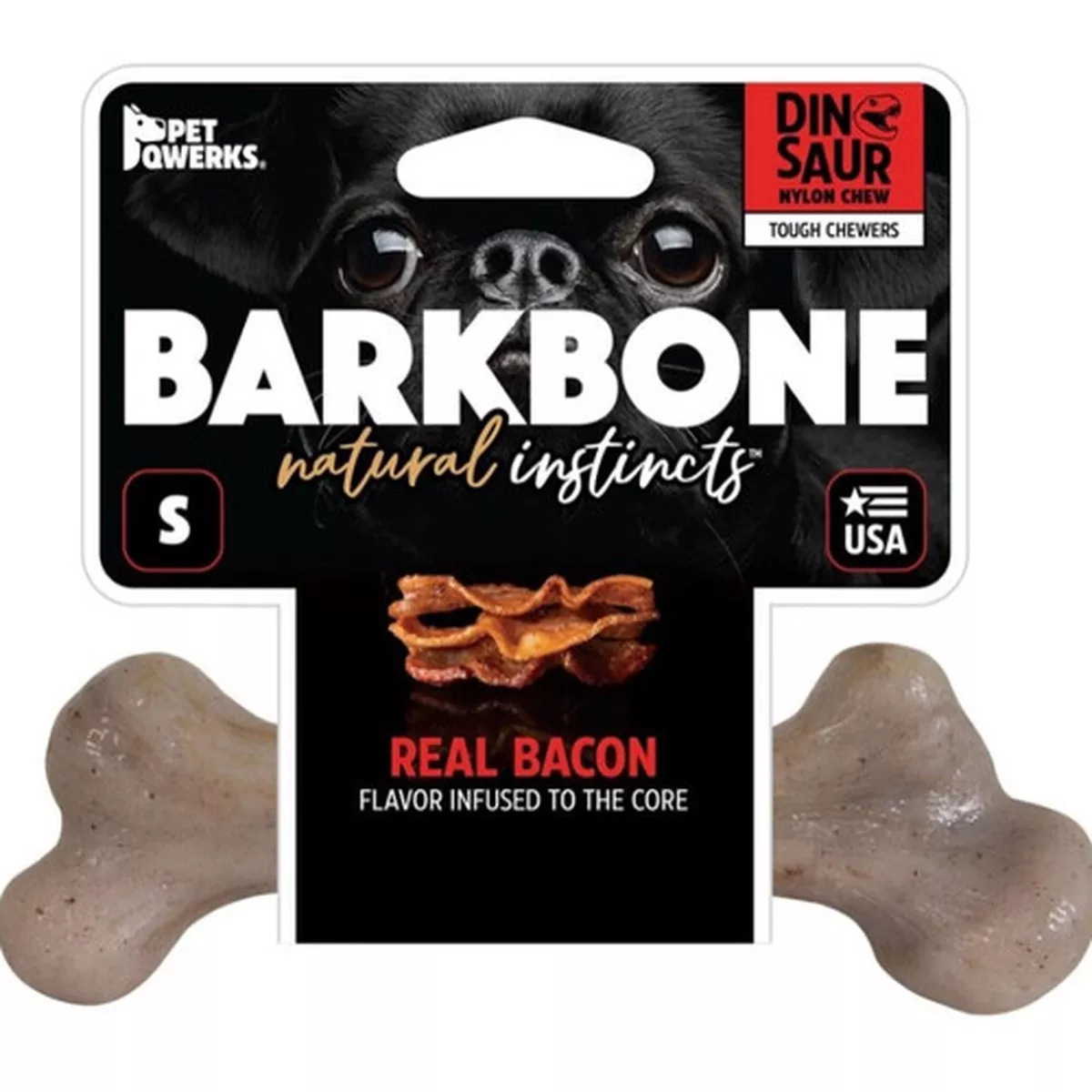 Pet Qwerks Real Bacon Dinosaur Barkbone