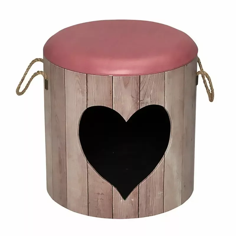 “Petbox Heart M”Pink Hideaway & Pouffe (35x34cm)