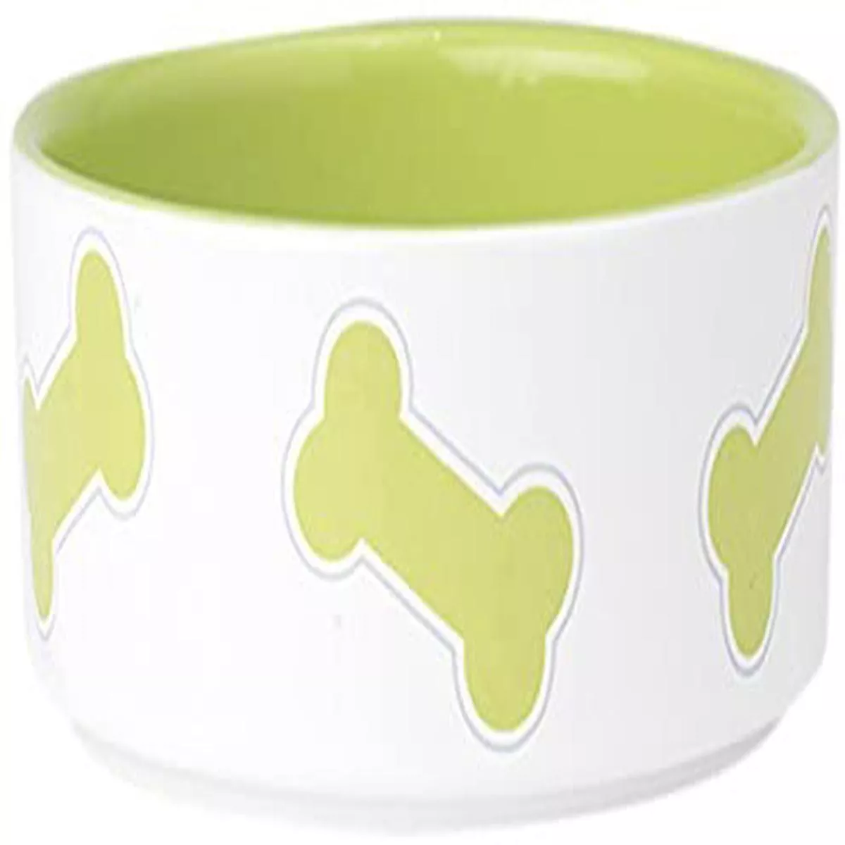 PetRageous Kool Bones Pet Bowl, Lime/White