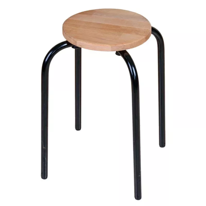 Pinie Beech Stool with Steel Base