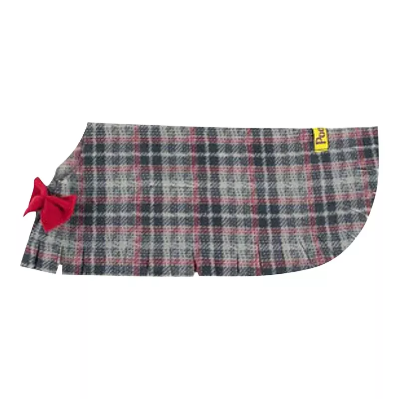Plaid Dog Poncho Grey