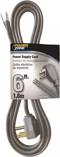 Powerzone 6 Ft Power Supply Cord – Gray
