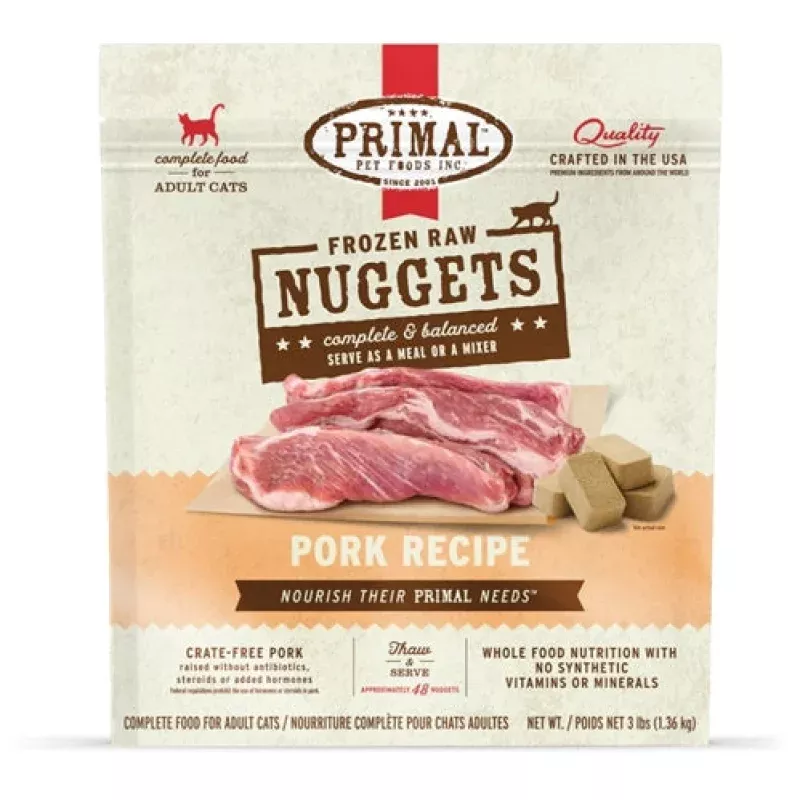 Primal Cat Raw Pork Nuggets 3lb