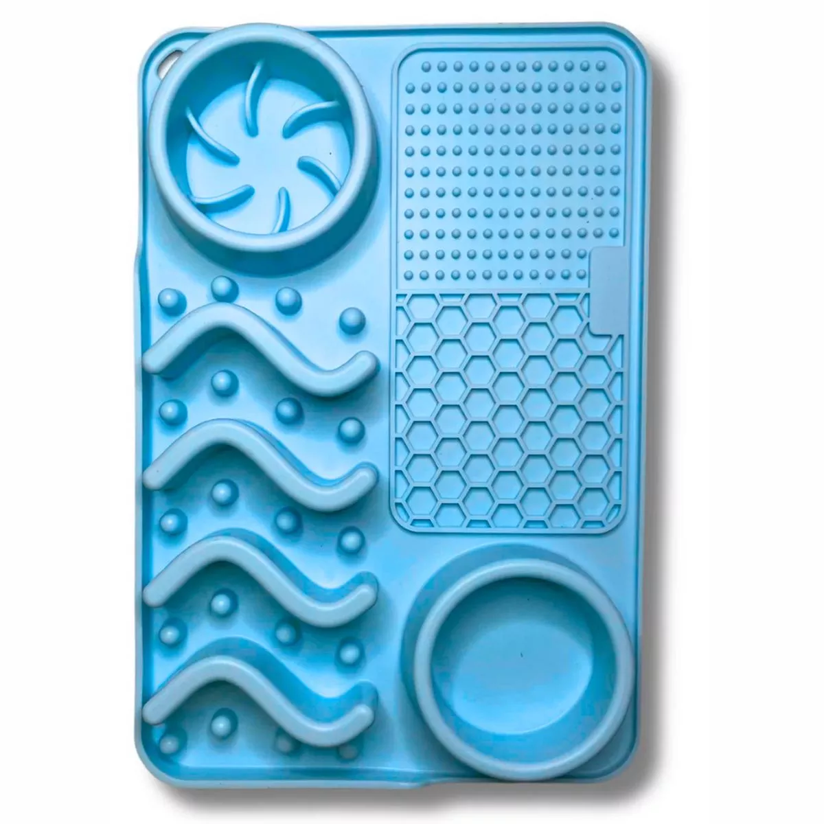 Pups Up Rectangle Lick Mat & Slow Feeder Combo Blue