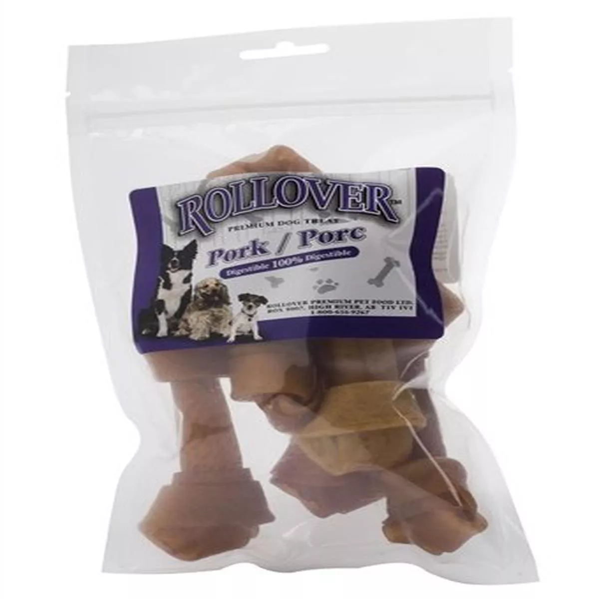 Rollover Porkhide Knotted Bone – Small 50/case