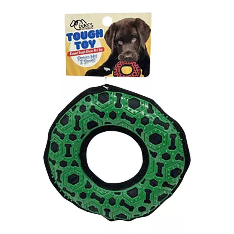 Round Chew Ring Squeaking Fetch Toy, 7.5" Green