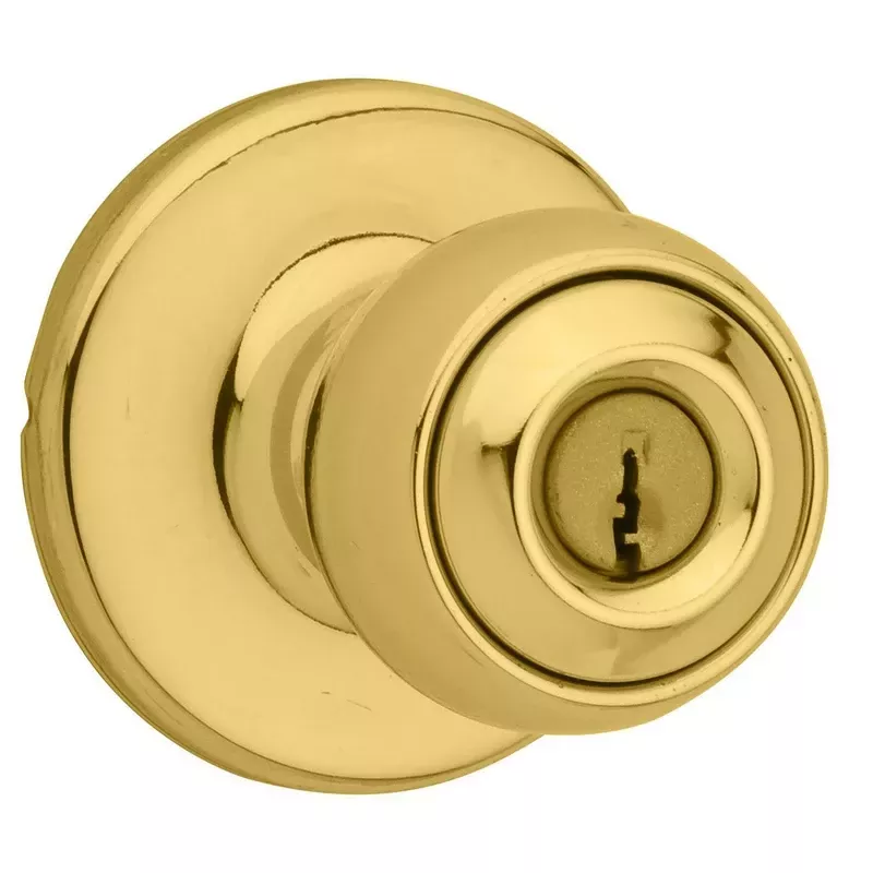 Security Polo Entry Lockset, Polished Brass