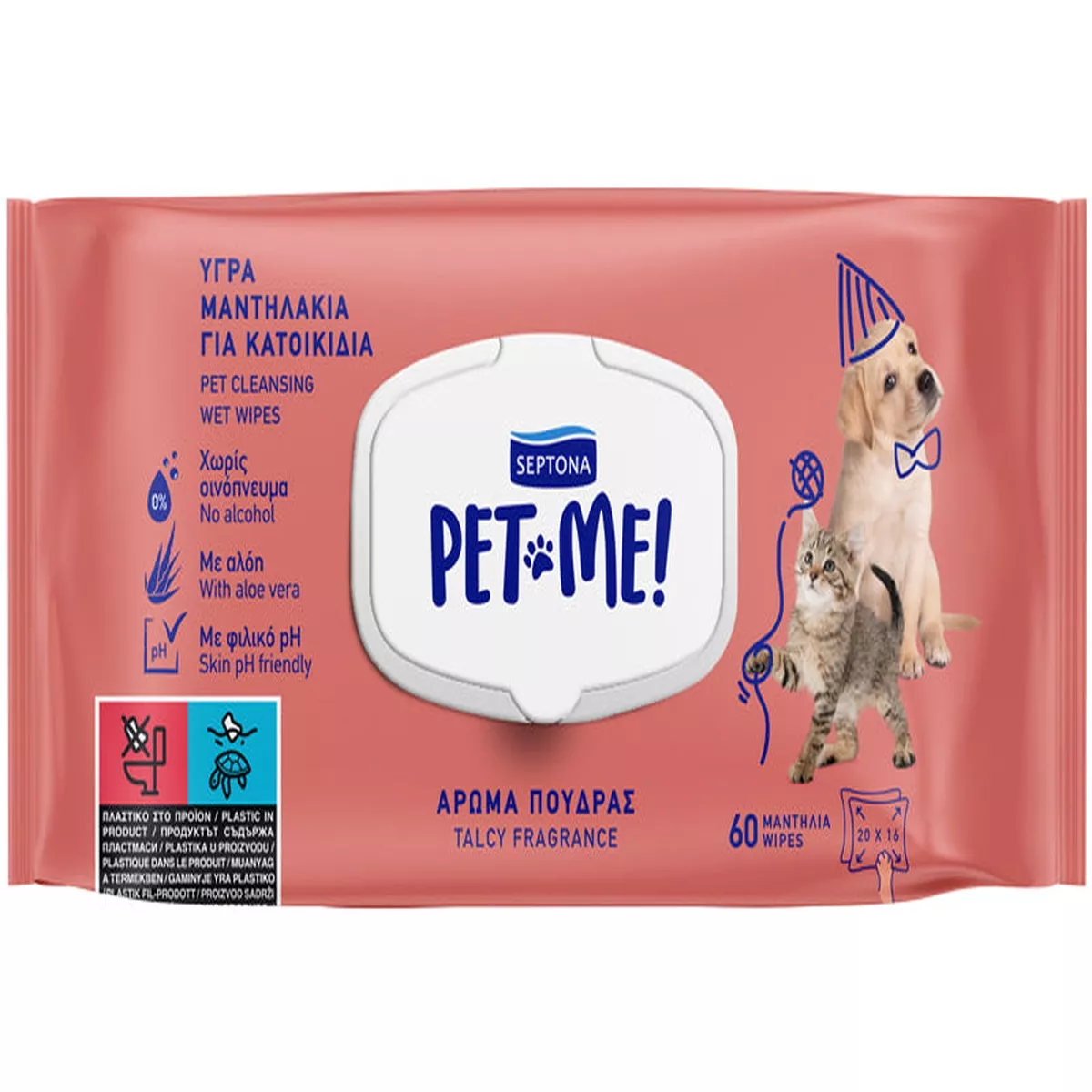 Septona Pet me Talc Wipes (60pcs)