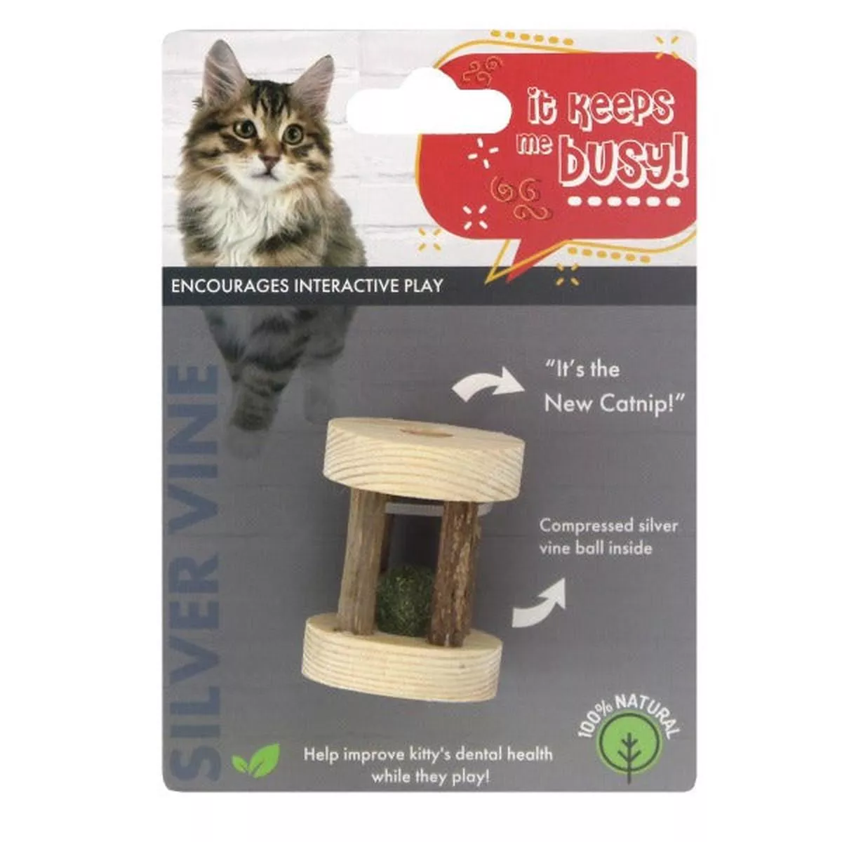 Silver Roller With Ball Cat Toy
