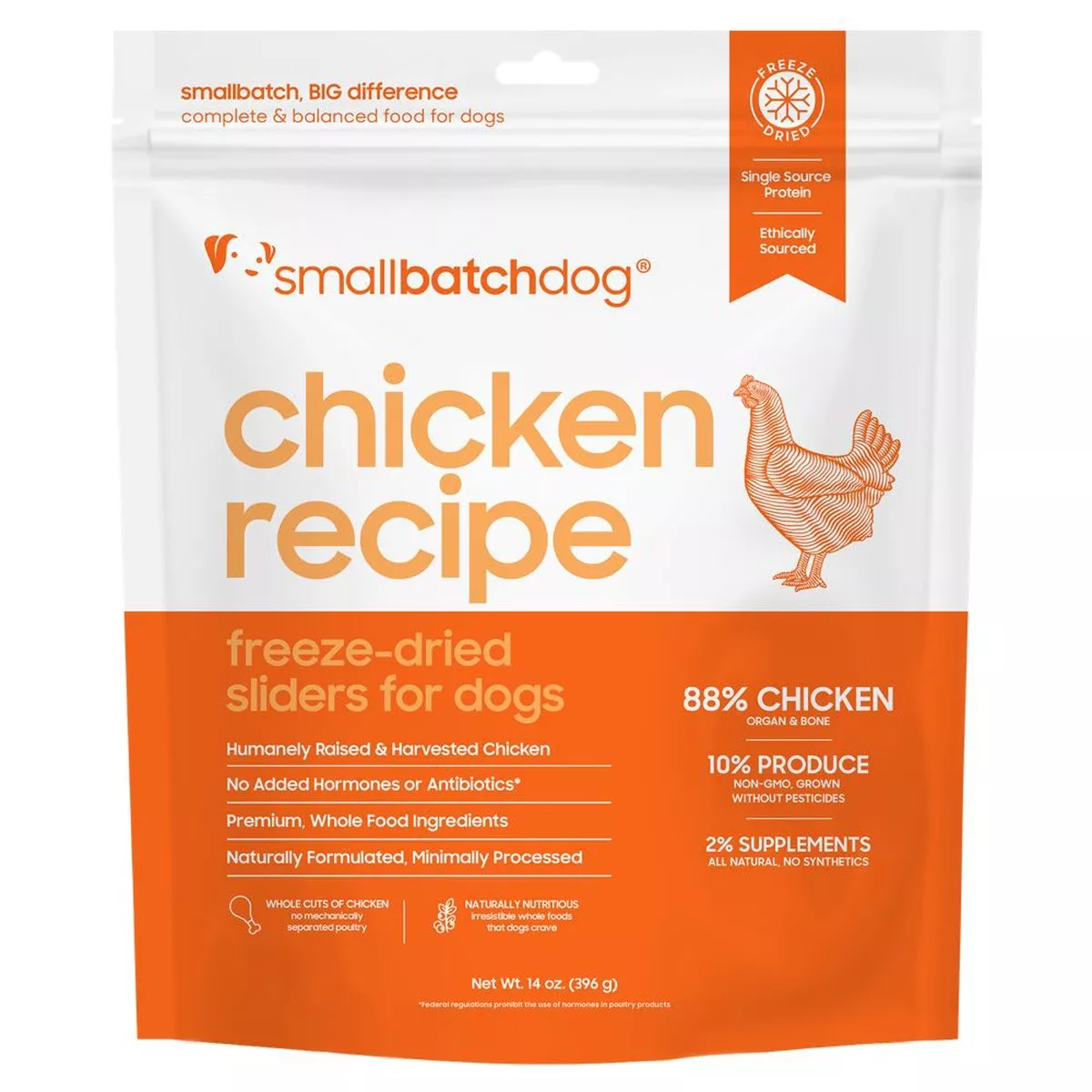 Smallbatch Chicken Batch Sliders Freeze Dried Dog Food 14oz