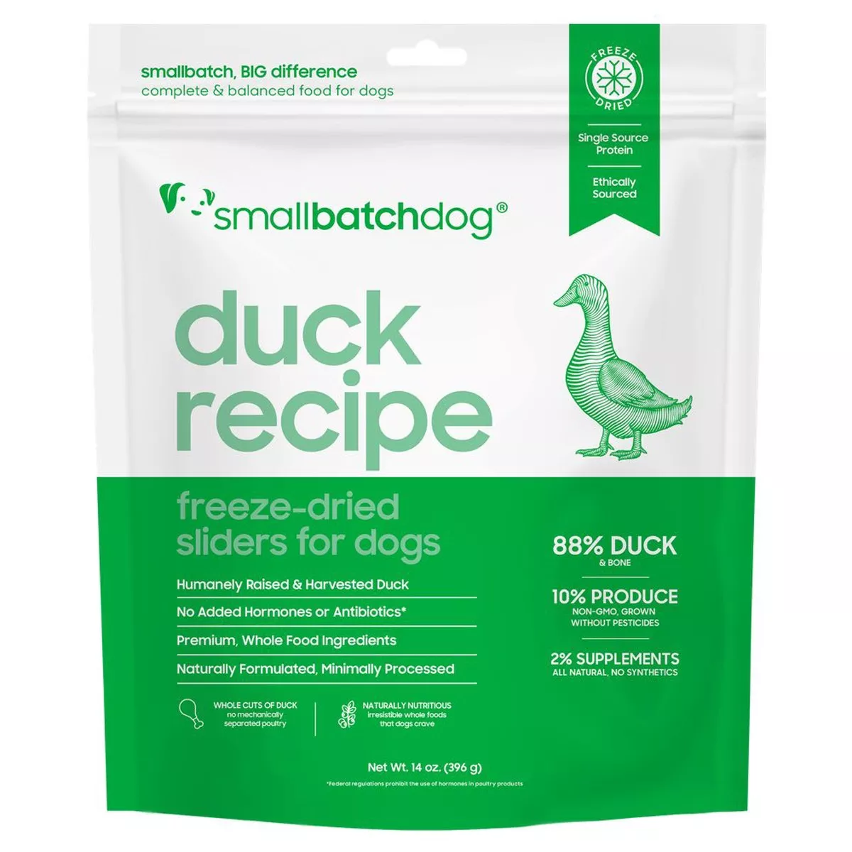 Smallbatch Duck Batch Sliders Freeze Dried Dog Food 14oz