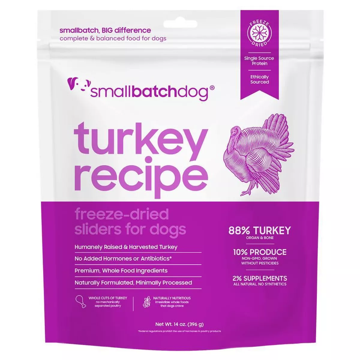 Smallbatch Turkey Batch Sliders Freeze Dried Dog Food 14oz