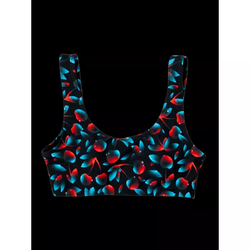 Sporty Bikini Top Dark Cherries