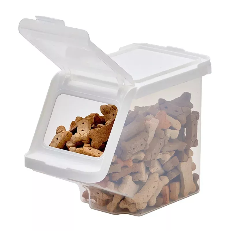 Stackable Pet Treat Bin White Lid / Clear Base
