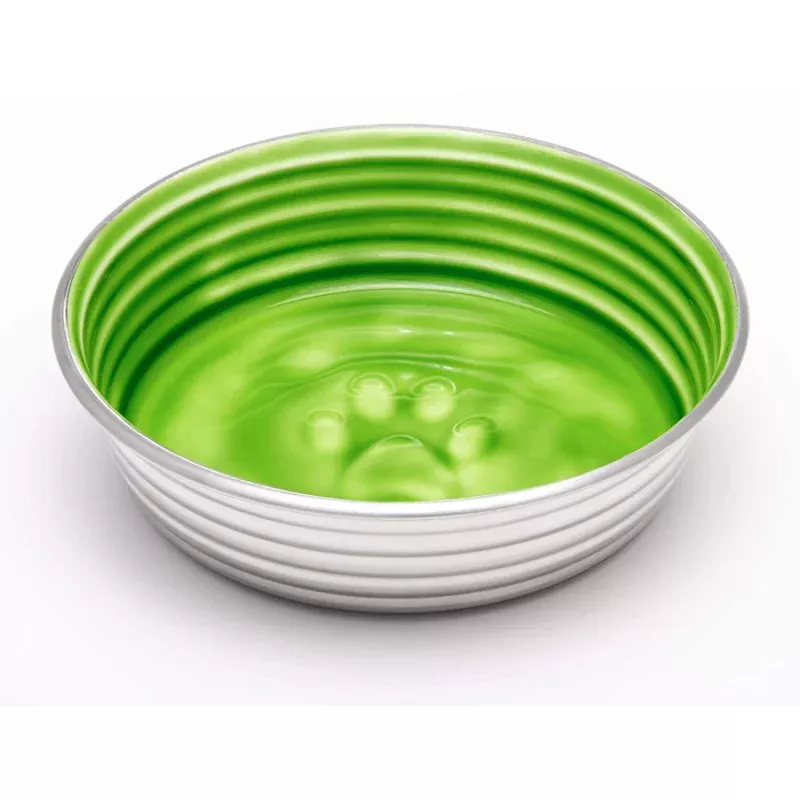 Stainless Steel Ceramic Pet Bowl, Chartreuse