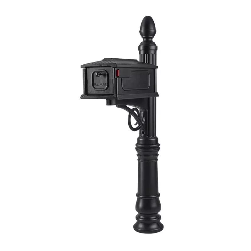 Stratford Decorative Plastic Post Mount Black Mailbox – Medium Size