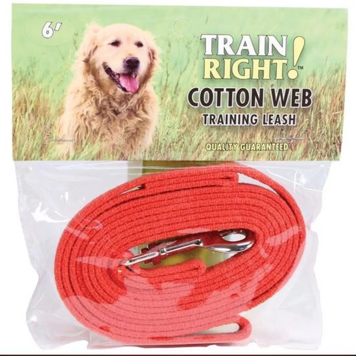 Train Right! Cotton Web Dog Training Leash, Red