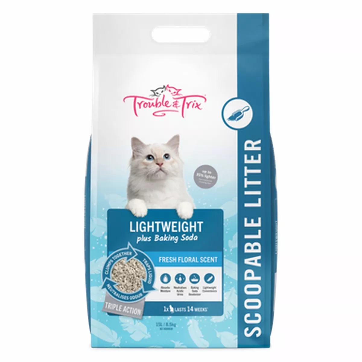 Trouble & Trix Lightweight Cat Litter with Baking Soda