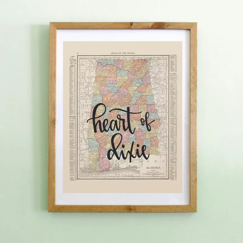 Vintage Alabama State Map Print