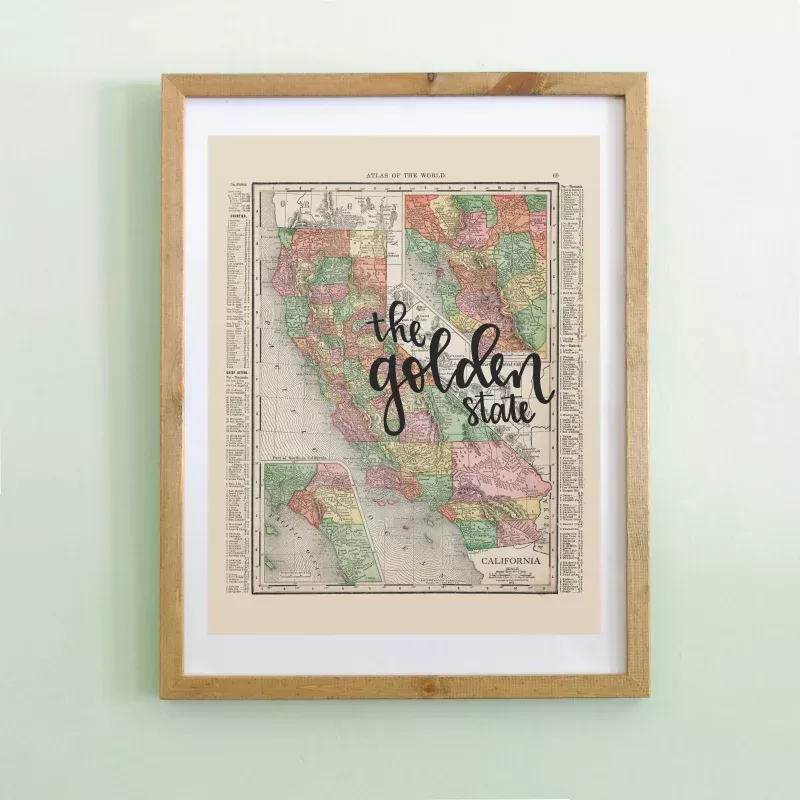 Vintage California State Map Print