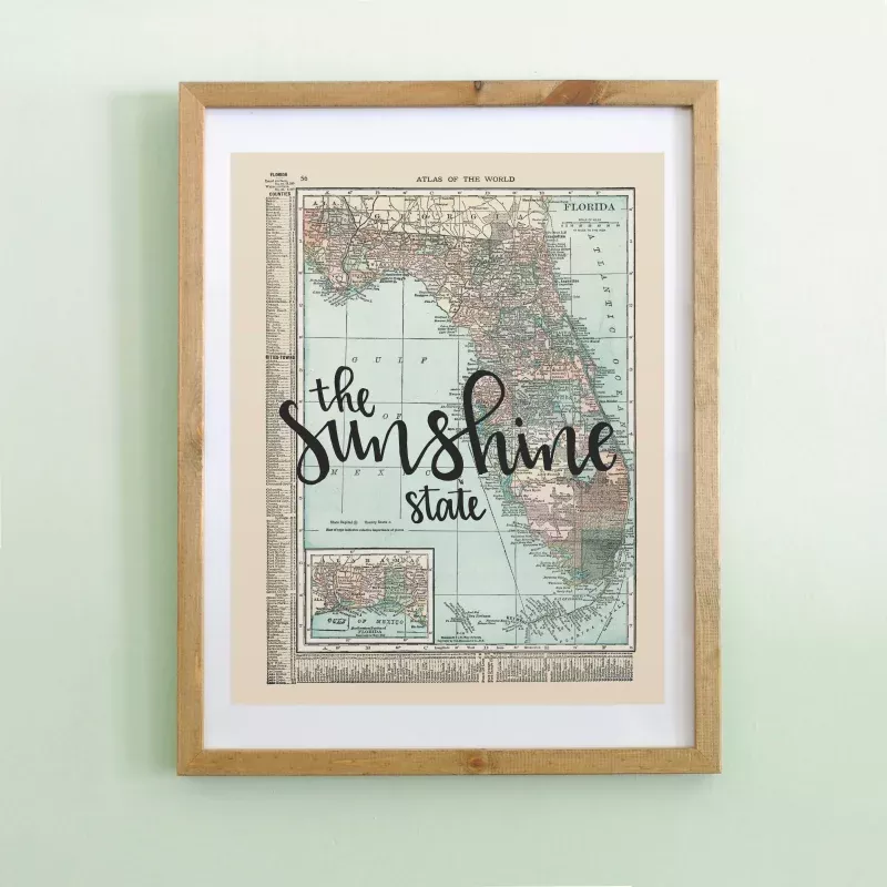 Vintage Florida State Map Print