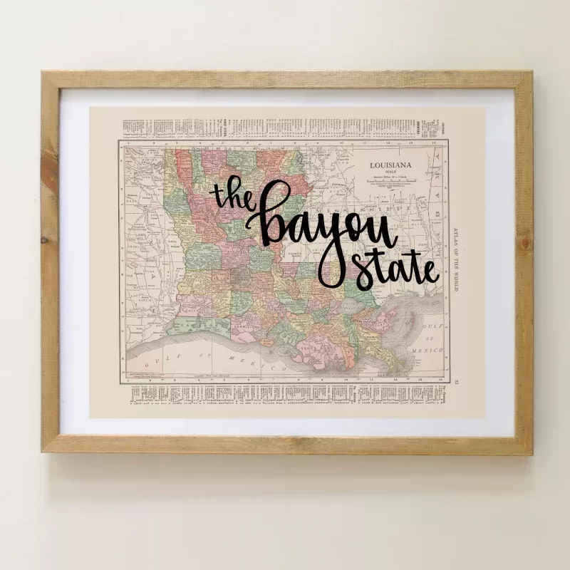 Vintage Louisiana State Map Print