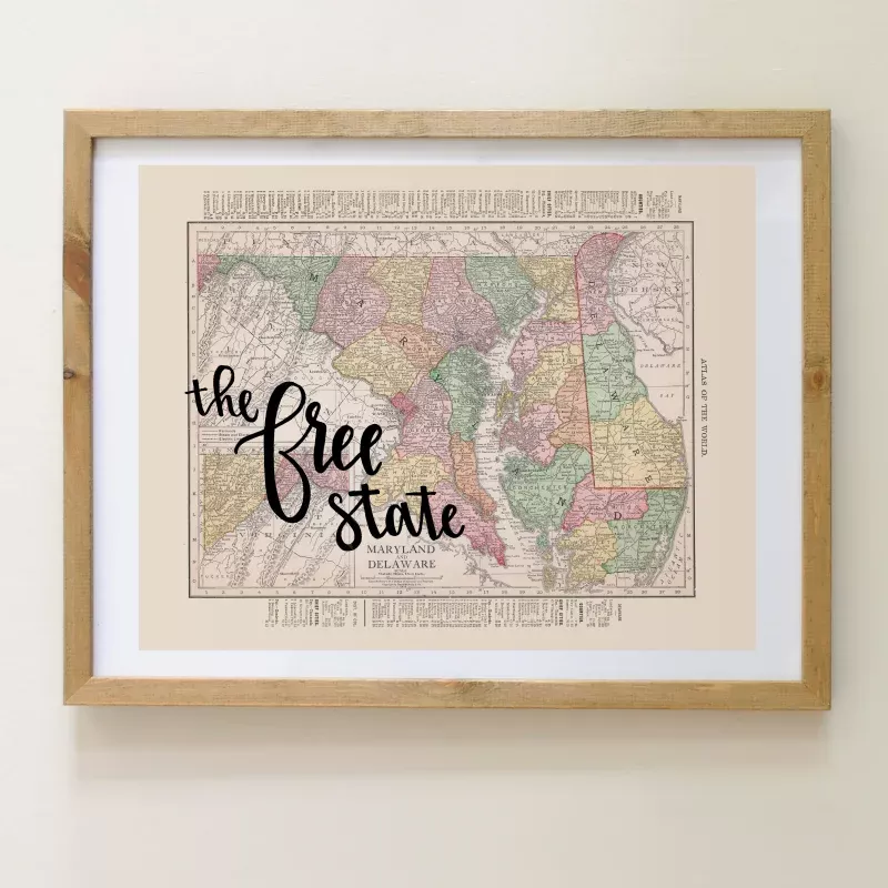Vintage Maryland State Map Print