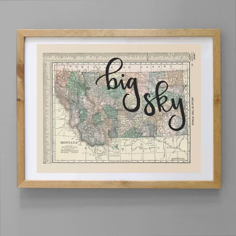Vintage Montana State Map Print