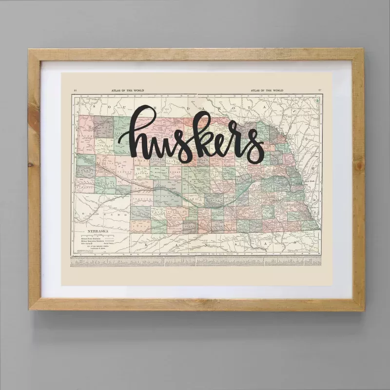 Vintage Nebraska State Map Print