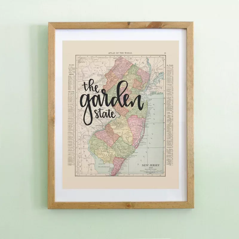 Vintage New Jersey State Map Print