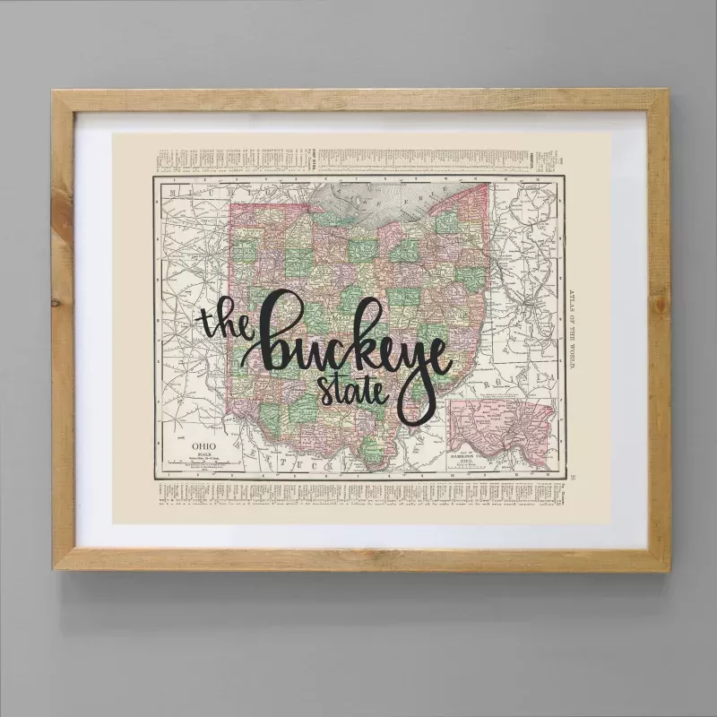 Vintage Ohio State Map Print