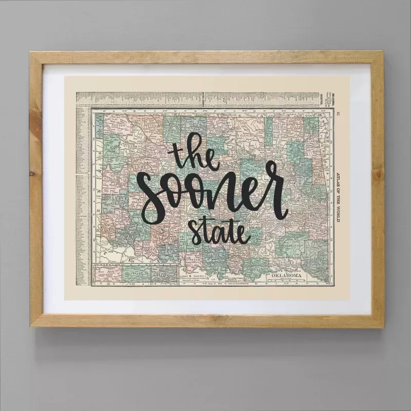 Vintage Oklahoma State Map Print