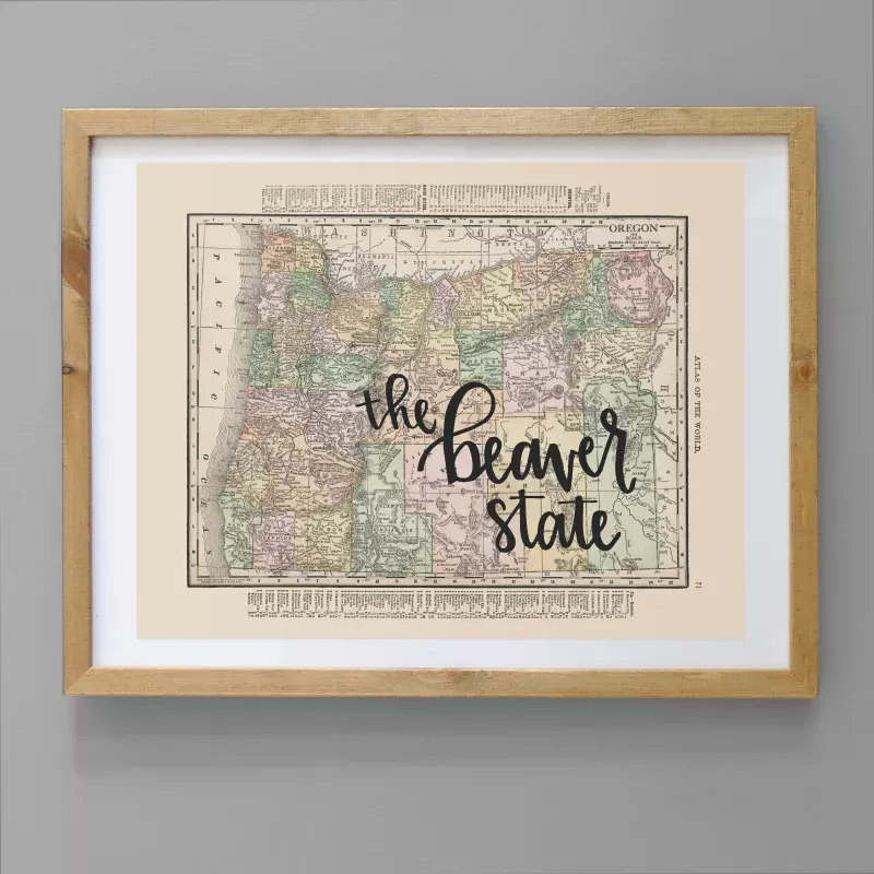 Vintage Oregon State Map Print