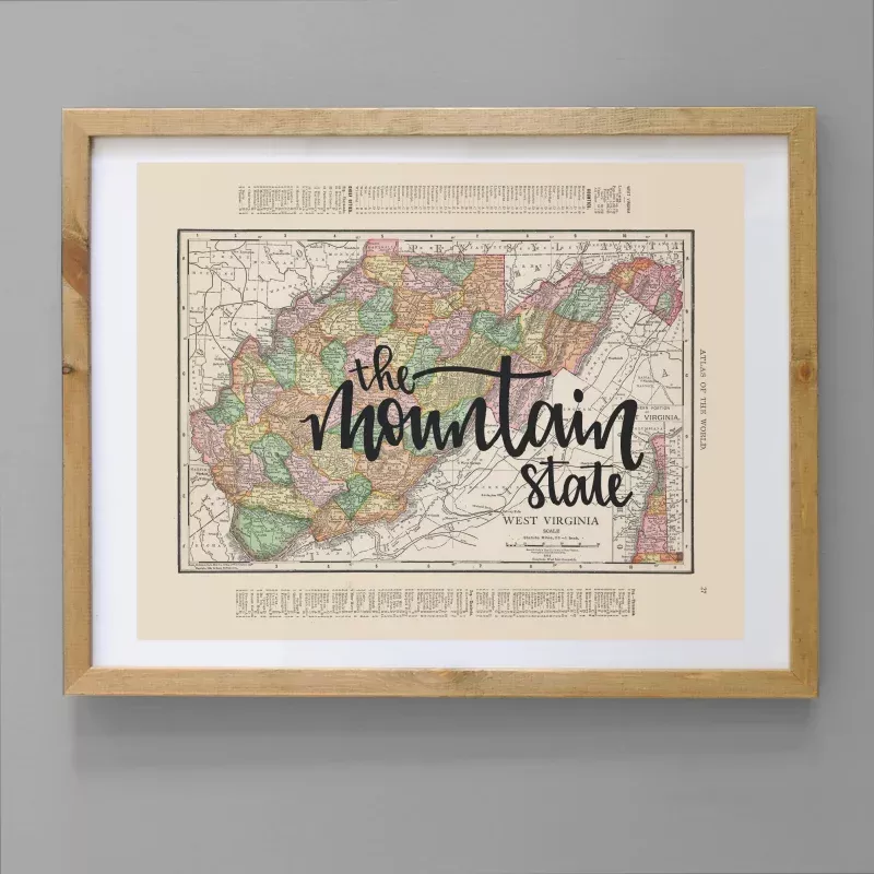 Vintage West Virginia State Map Print