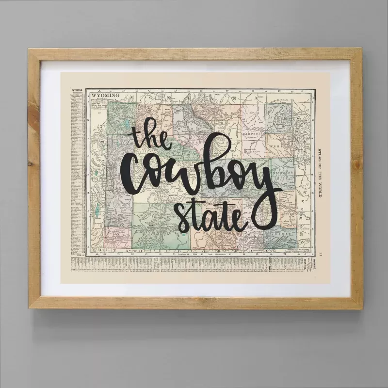 Vintage Wyoming State Map Print