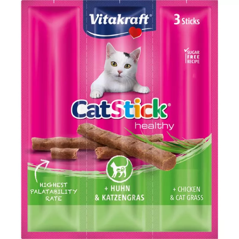 Vitakraft Cat Stick Mini Chicken & Cat Grass 3sticks
