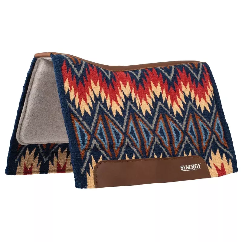 Weaver Synergy Contoured Performance Wool & Felt "Quest" Saddle Pad Navy/Red