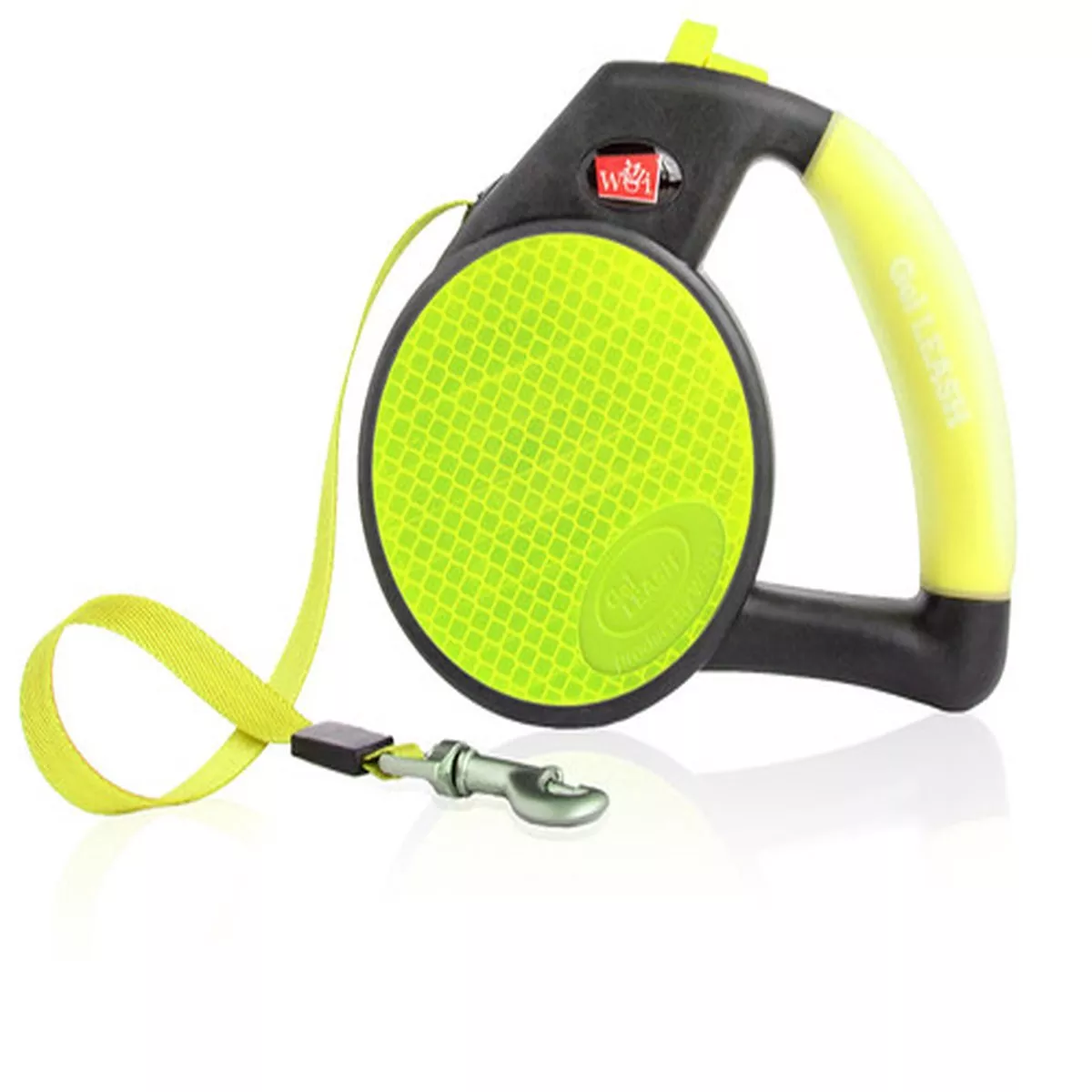 Wigzi Gel Handle Reflective Tape Retractable Leash, Small, Yellow