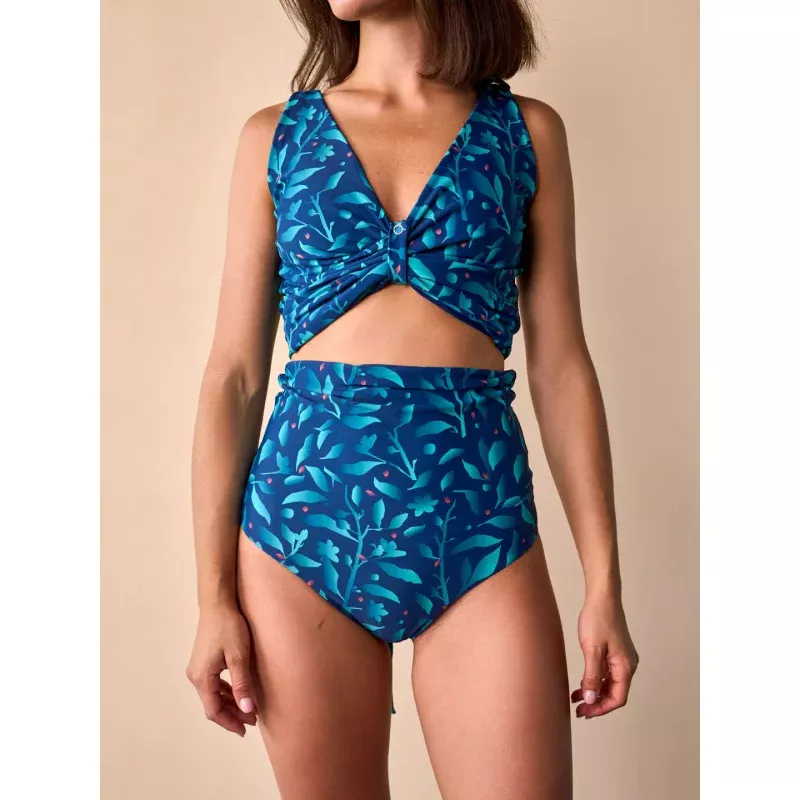 Women's MagicMix Bikini Top Turquoise Flowers