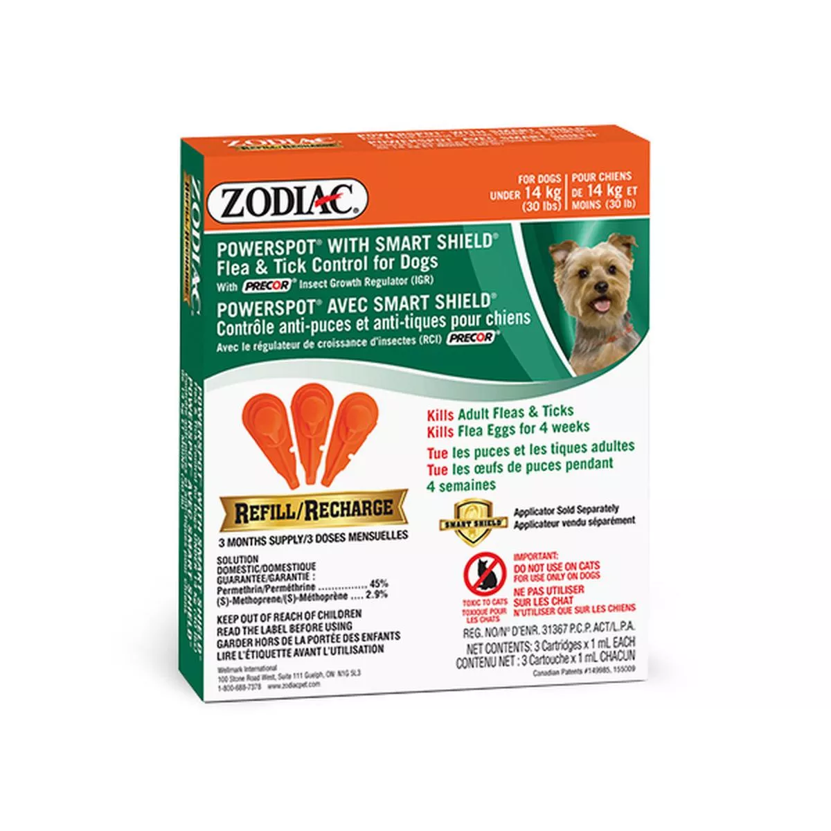 Zodiac Powerspot Smart Shield Flea & Tick Control Refill for Dogs Under 14-kg