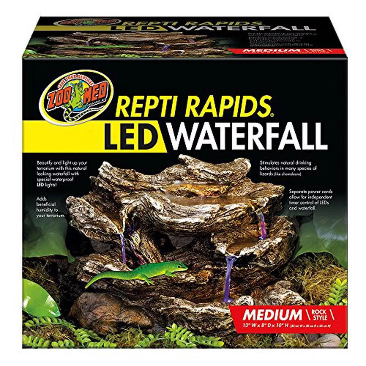 Zoo Med ReptiRapids LED Waterfall Rock – Medium